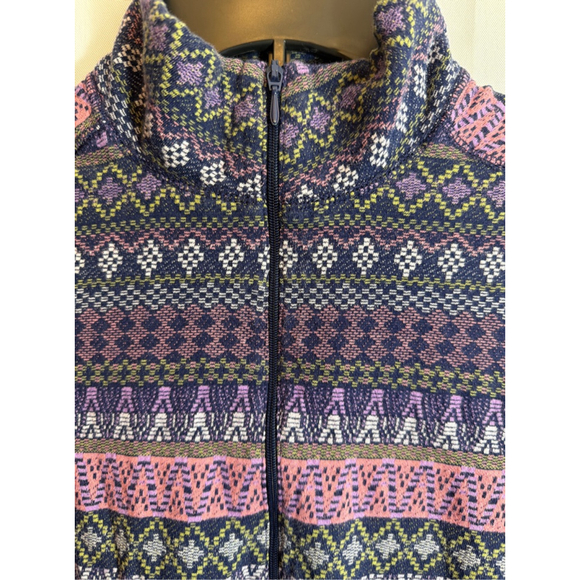 Woolrich Women’s Fair Isle Nordic Quarter Zip Flat Knit Top Small Gorpcore Layer - Picture 2 of 6